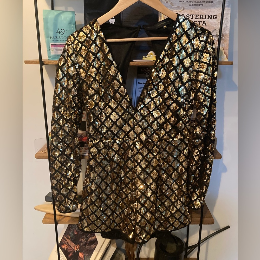Gold sequin mini jumpsuit - great condition!